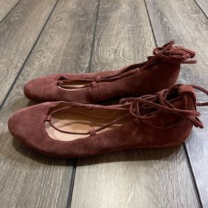 Madewell Rust Leather Ankle Wrap Flats Women's Size 10
